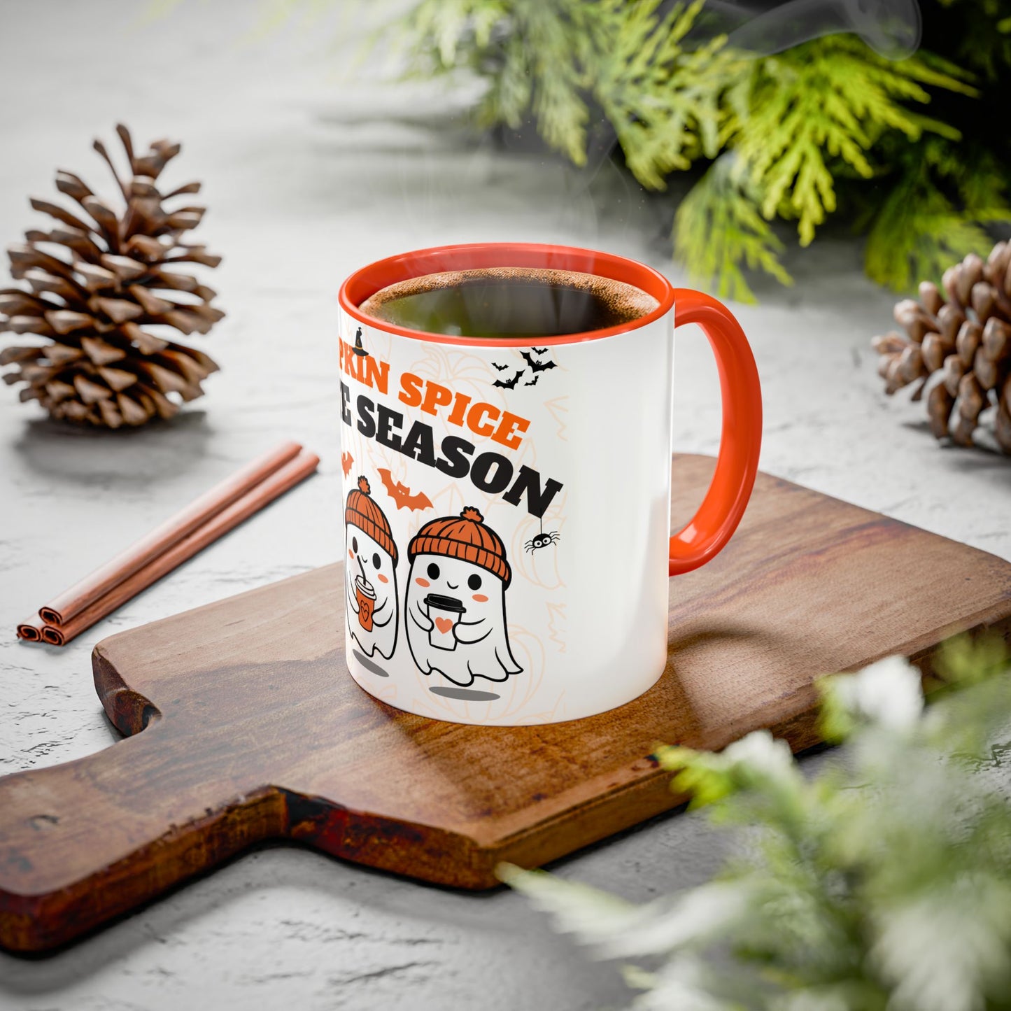 Colorful Pumpkin Spice Ghost Mugs | Cute Fall Coffee Cups, Halloween Gift, Seasonal Drinkware, Cozy Vibe, Latte Lovers