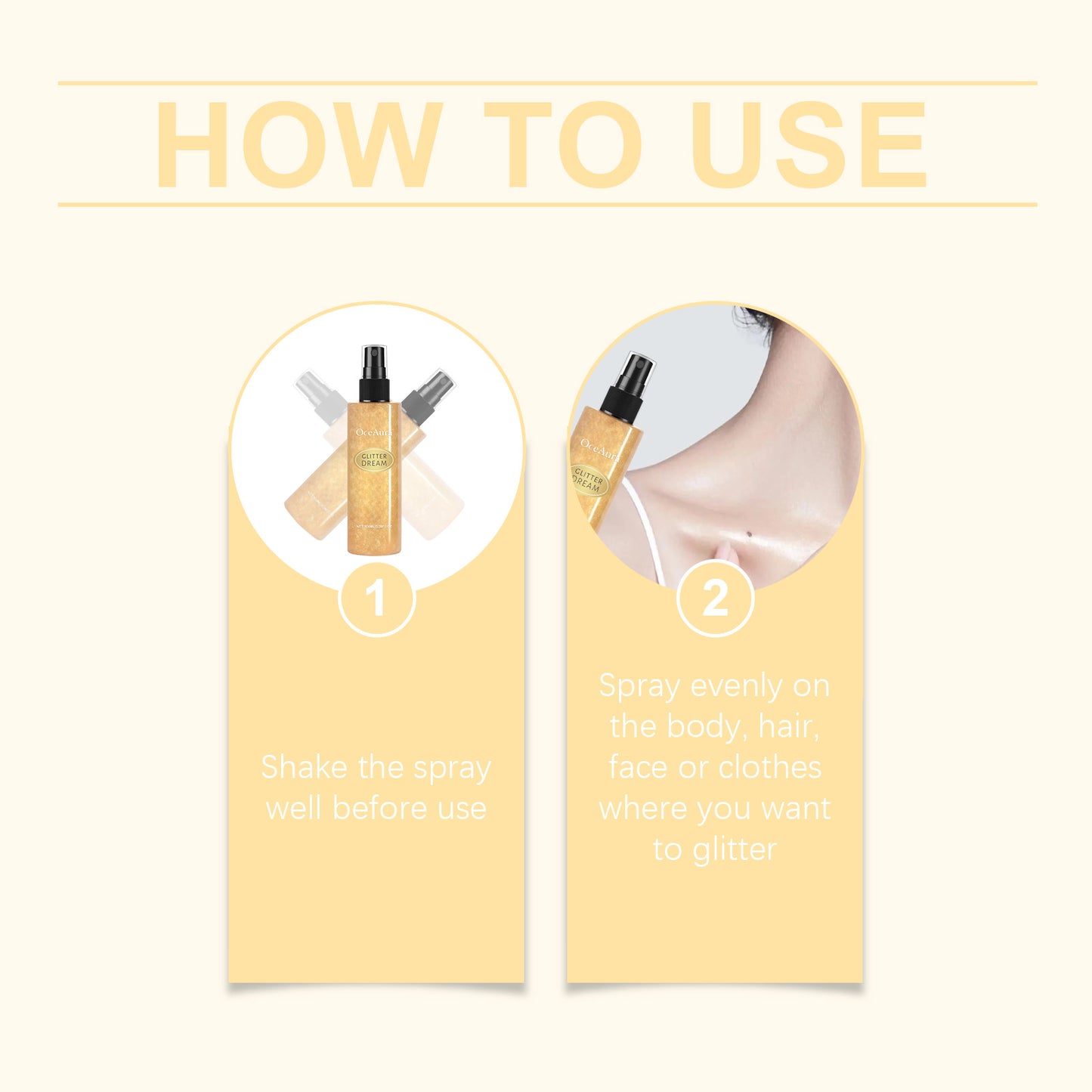 OceAura Glitter Dream Body Glitter Spray Natural Stereoscopic Long-Lasting Shiny Hair Body Collarbone Highlighter Spray