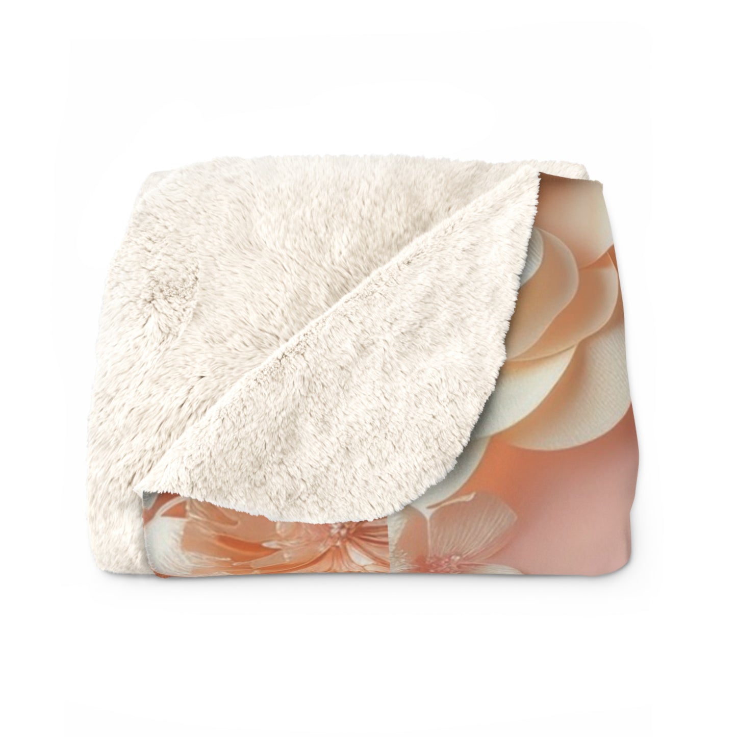 Blush Rose Floral Sherpa Blanket Peach Vintage Flower Pattern