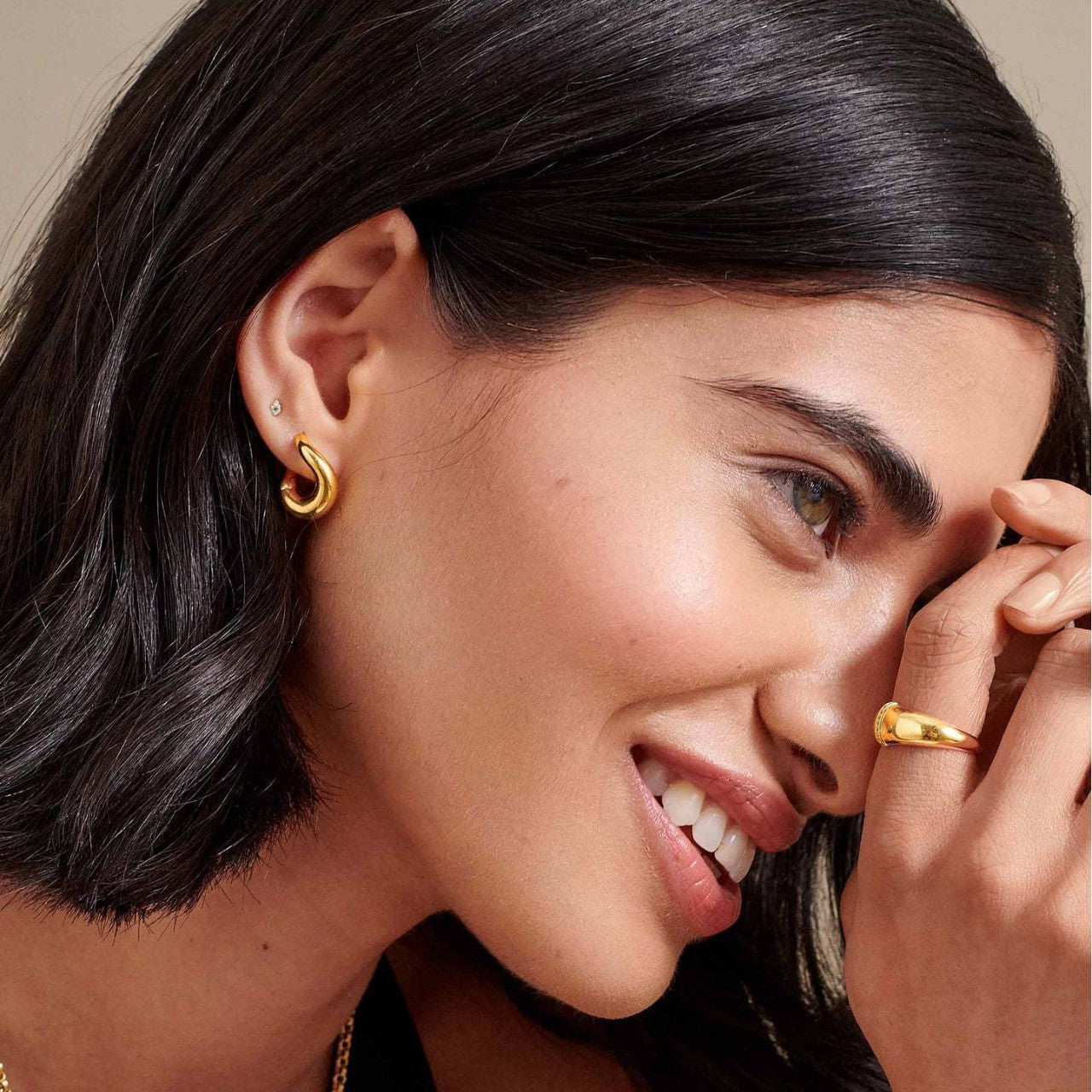 Irregular Curved 18k Gold plated Earrings For Women