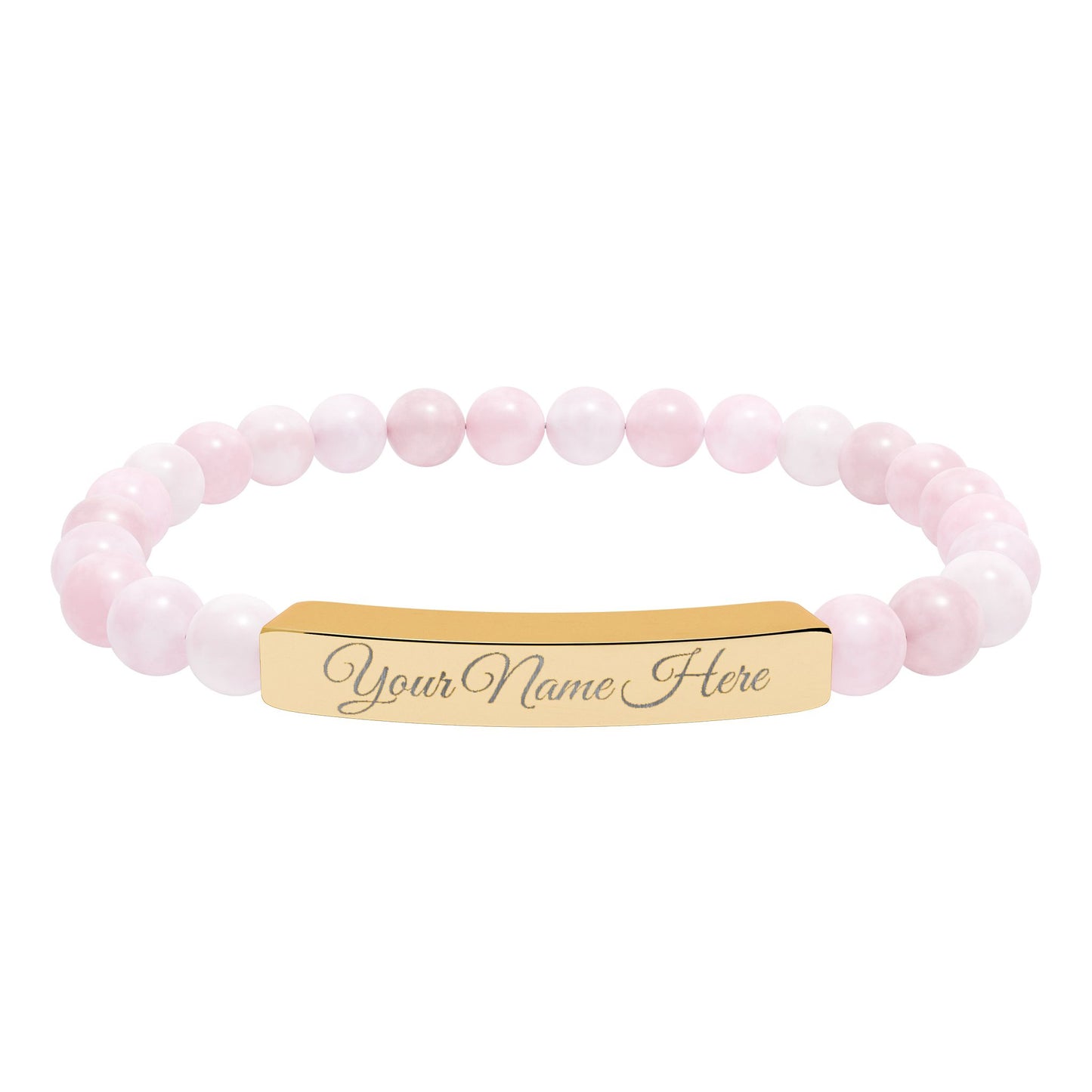 Engraved Natural Stone Bracelet, Personalized Gift for Her, Meaningful Jewelry, Stretch Beaded Bracelet, Inspirational Gift