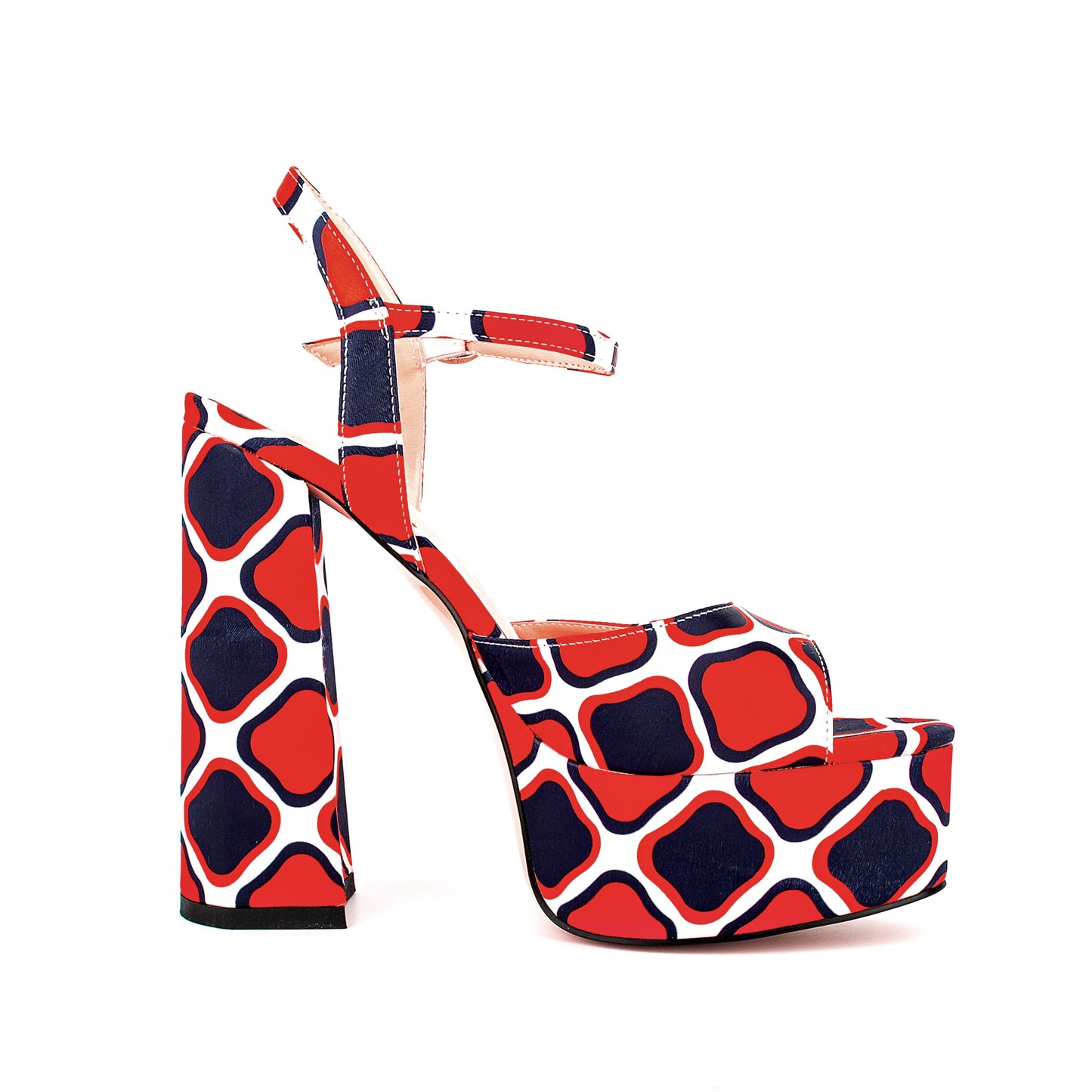 processing time:7-10 days after placing orders--Summer Chunky heels Sandals Mixed Colors Round toe Waterproof platform Buckle strap Printing Fashion sandals