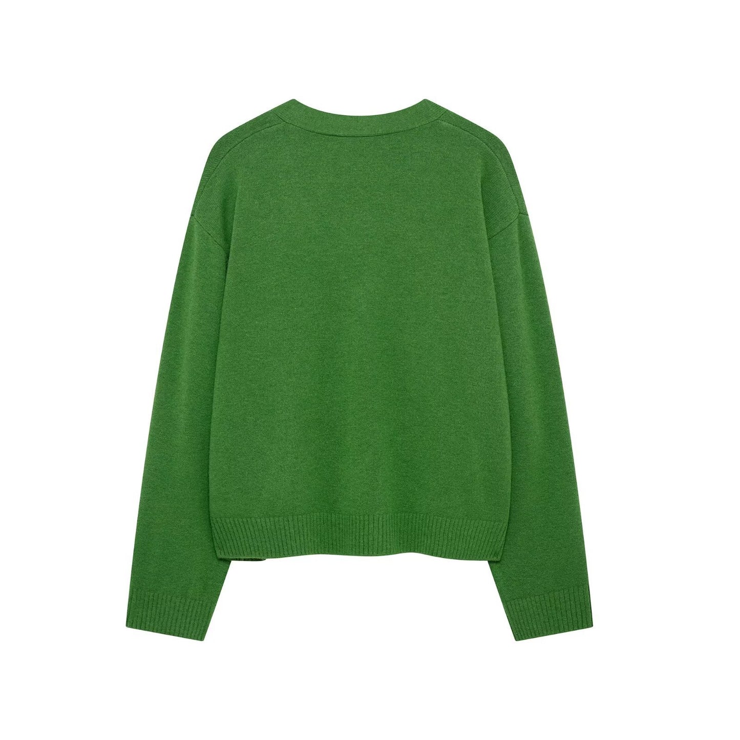 Street fashion diamond patterned knitted sweater jacket