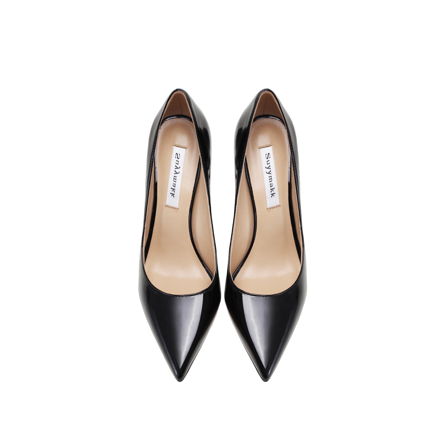 Leather Sheepskin Black High-Heeled Shoes Women's New Thin Heel Pointed Shallow Patent Leather Single Shoes Professional Work Shoes
