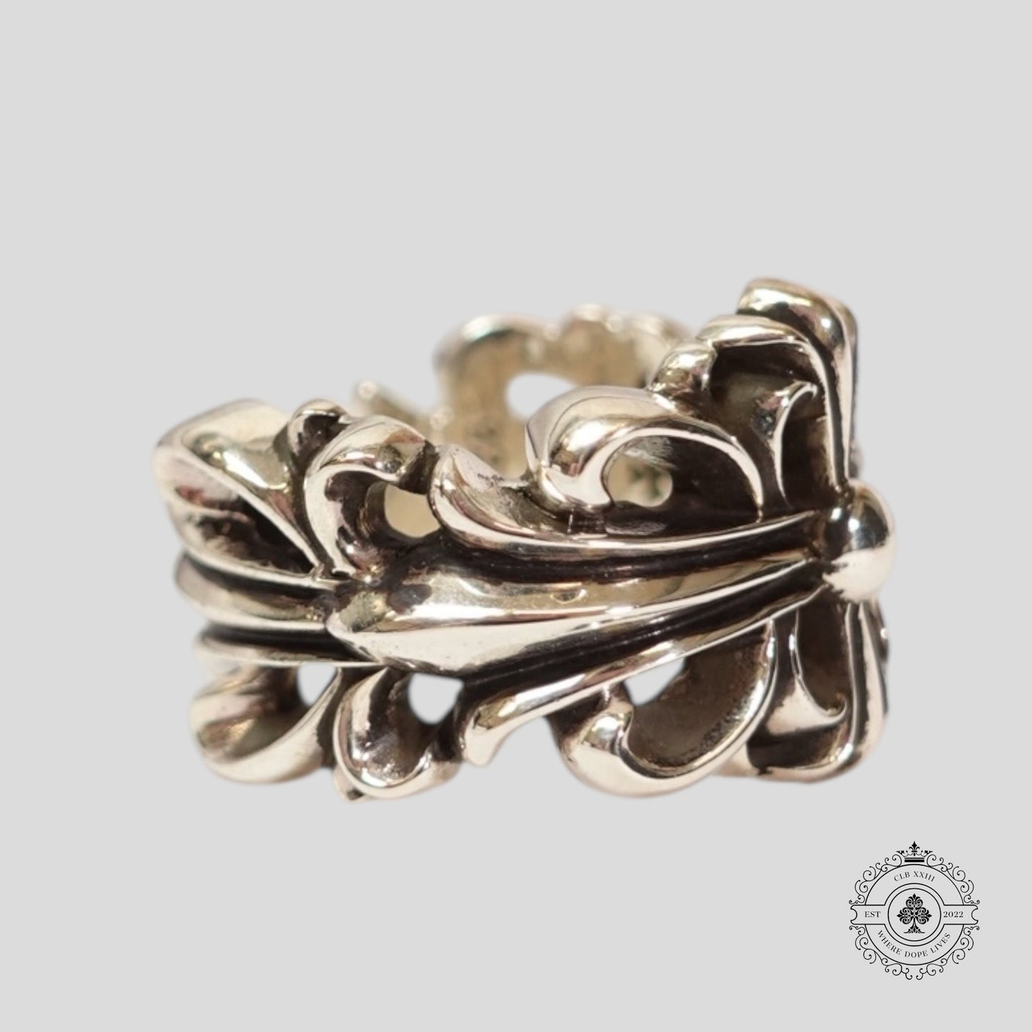 Chrome Hearts Double Floral Ring in Silver
