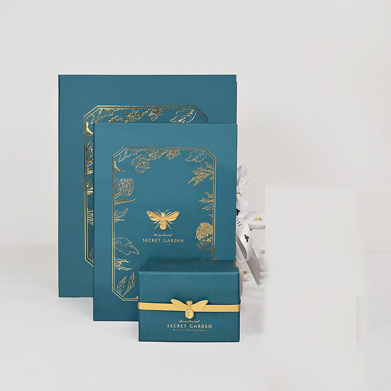 High-grade Atmosphere Pure Green Earth Bronzing Bee Leaf Design Wedding Large-scale Ceremony Silk Scarf Jewelry Gift Box Set