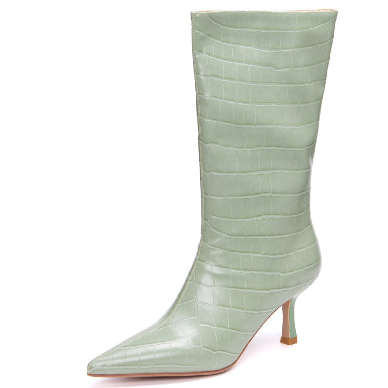Pointed Toe Thin High Heels Women Mid-Calf Boots Autumn Winter Fashion Party Casual Shoes Autumn Winter Brand New