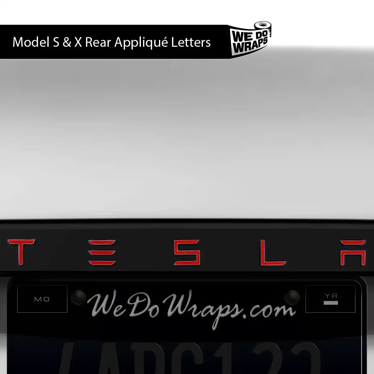3M Gloss Dragon Fire Red Tesla Emblem Decals (Front + Back) | Model X