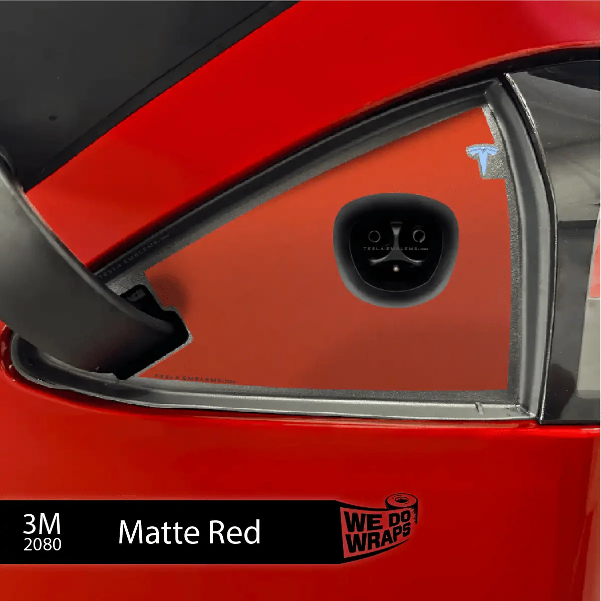 3M Matte Red Tesla Charge Port Wrap | Model S