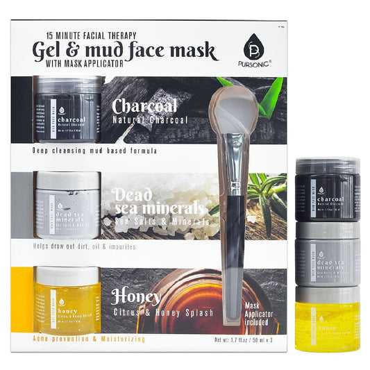 3 Pack Facial Therapy Mud Face Mask with Mask Applicator-0