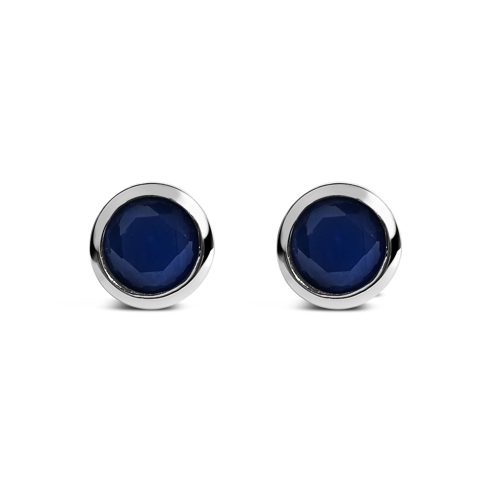 .925 Sterling Silver 6MM Bezel Set Created Gemstone Solitaire Stud Earrings-5