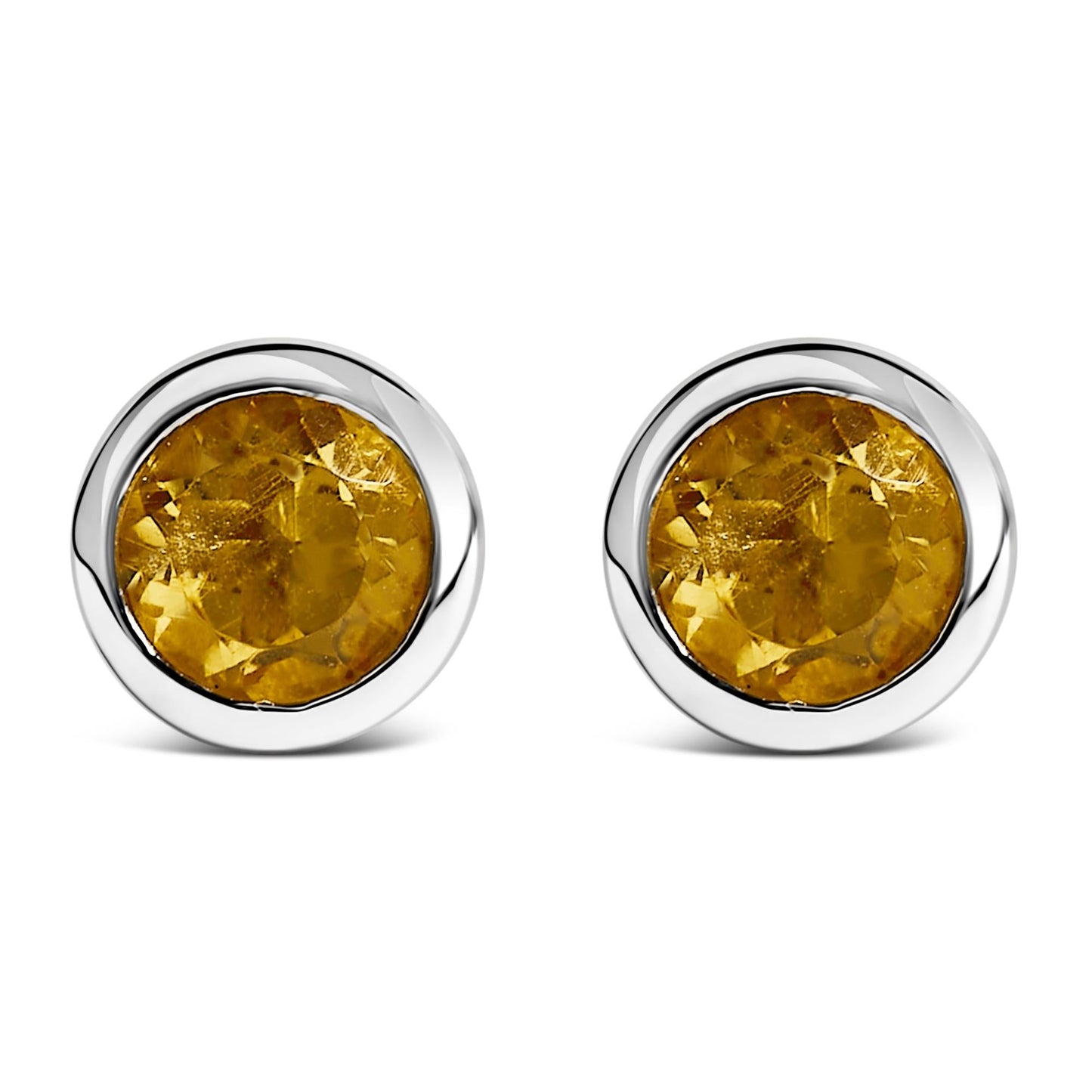 .925 Sterling Silver 6MM Bezel Set Created Gemstone Solitaire Stud Earrings-7
