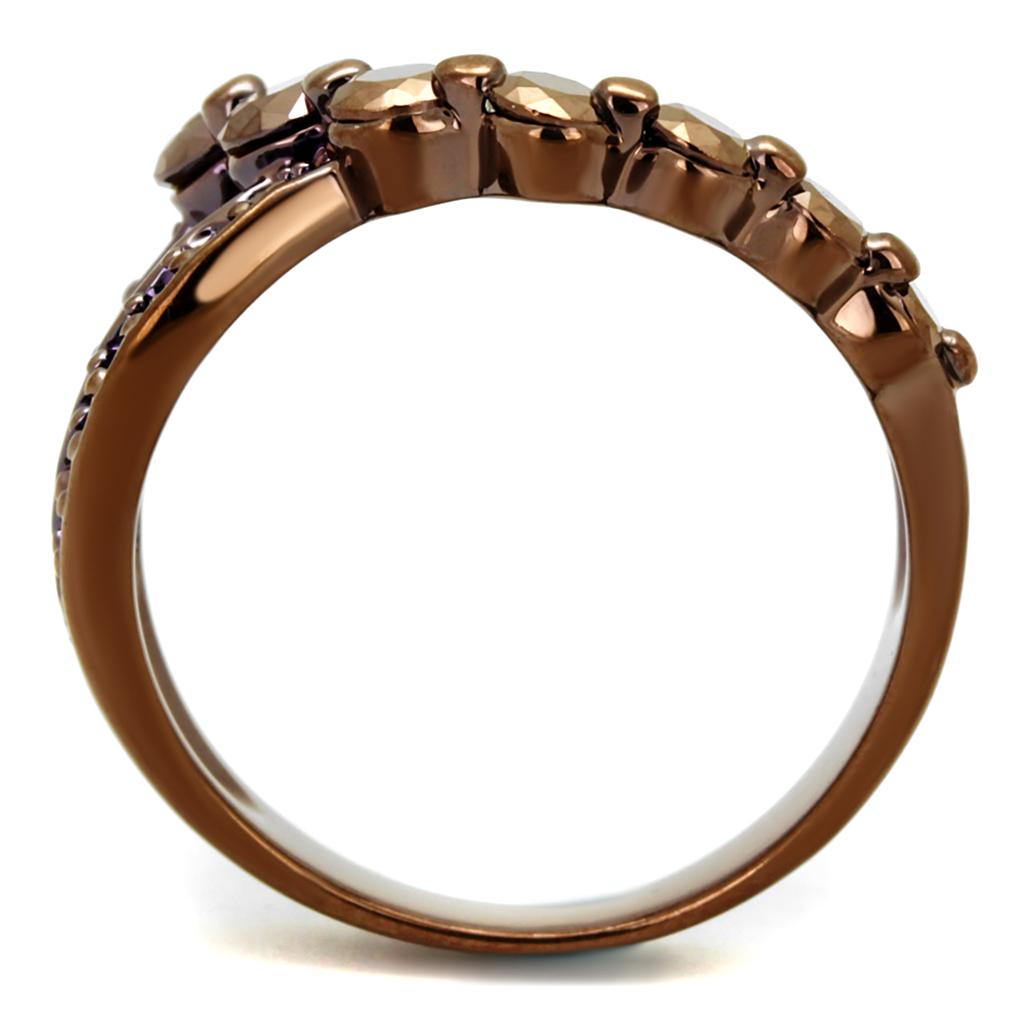 3W1182 - IP Coffee light Brass Ring with AAA Grade CZ  in Light Coffee-2