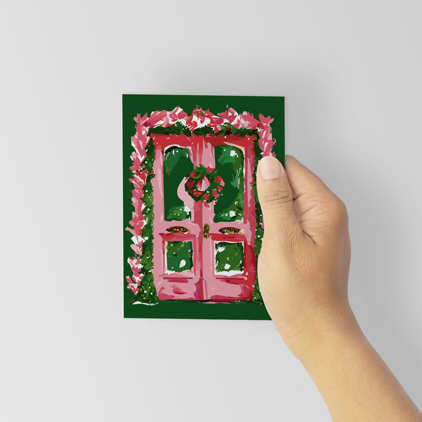 Nostalgic Christmas Front Door Greeting Cards, Set of 24