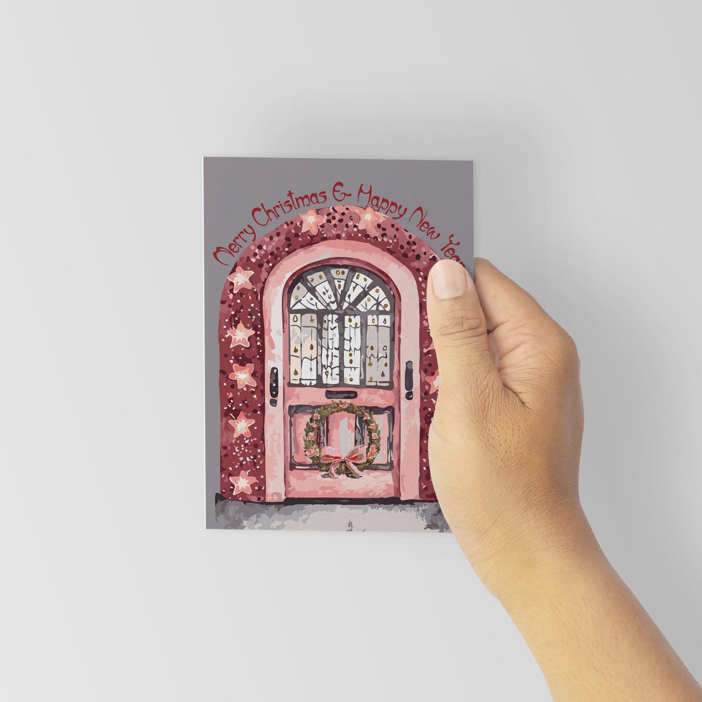 Nostalgic Christmas Front Door Greeting Cards, Set of 24