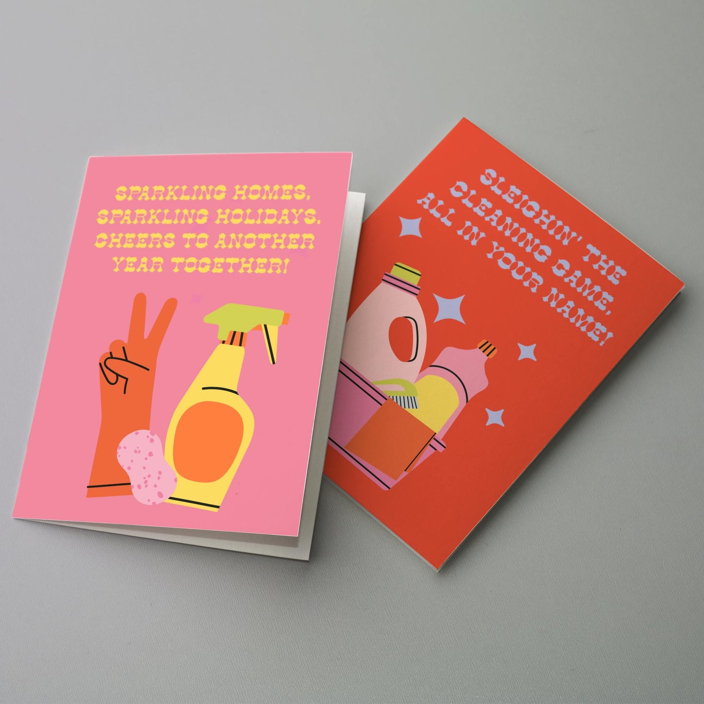 Cleaning Themed Christmas Greeting Cards, Set of 24
