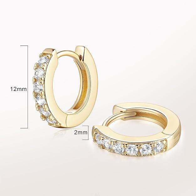 14K Solid Yellow Gold Round Huggies Hoops Earrings 11mm
