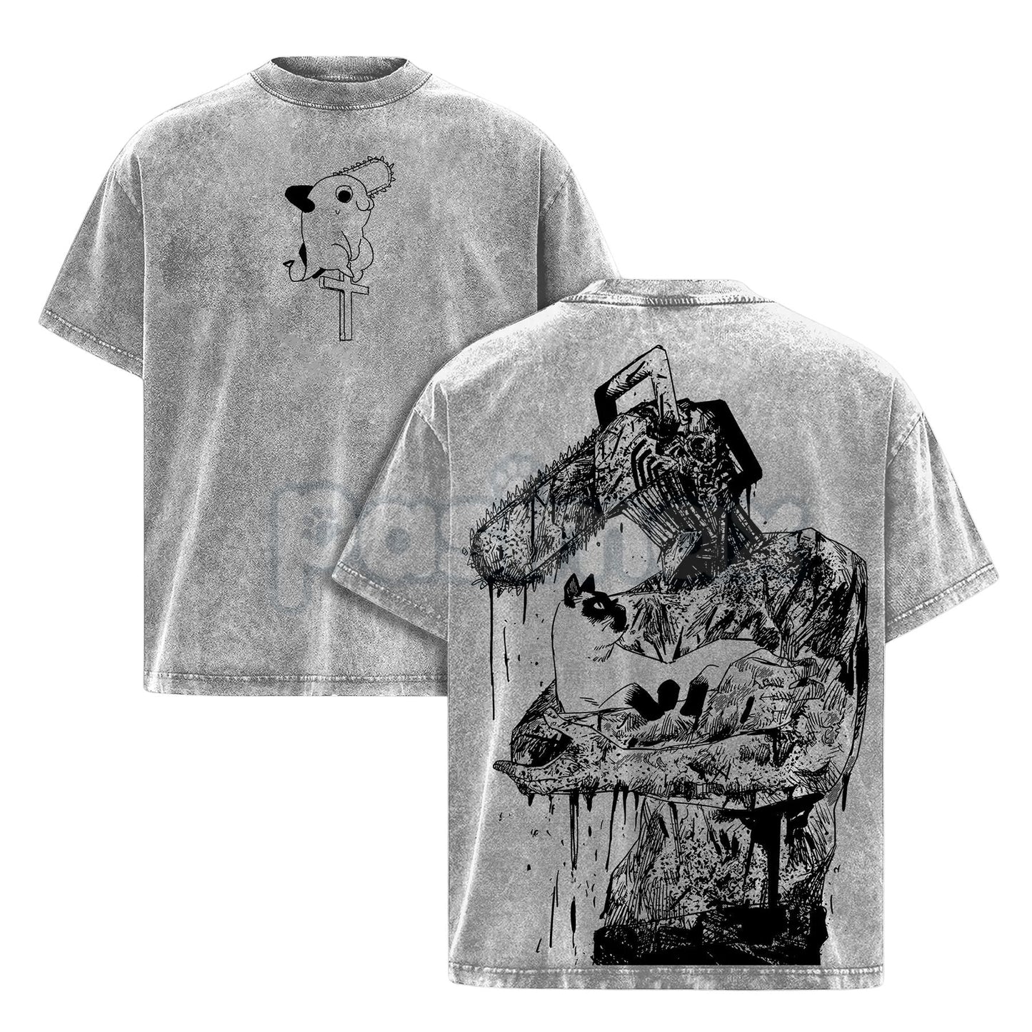 Chainsaw Man Denji T-Shirt – Vintage Washed Oversized Heavy Cotton Tee, Anime Streetwear