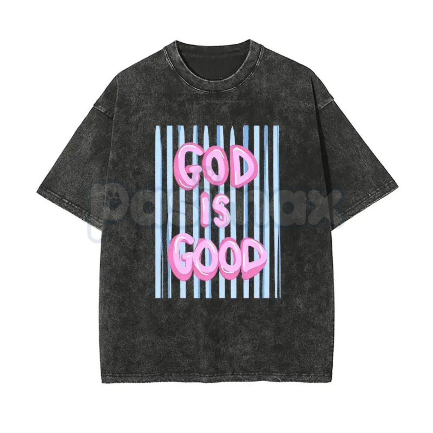 Unisex God is Good Print Washed T-Shirt – Aesthetic Christian Faith Graphic Tee, Retro Faith-Based Oversized Top