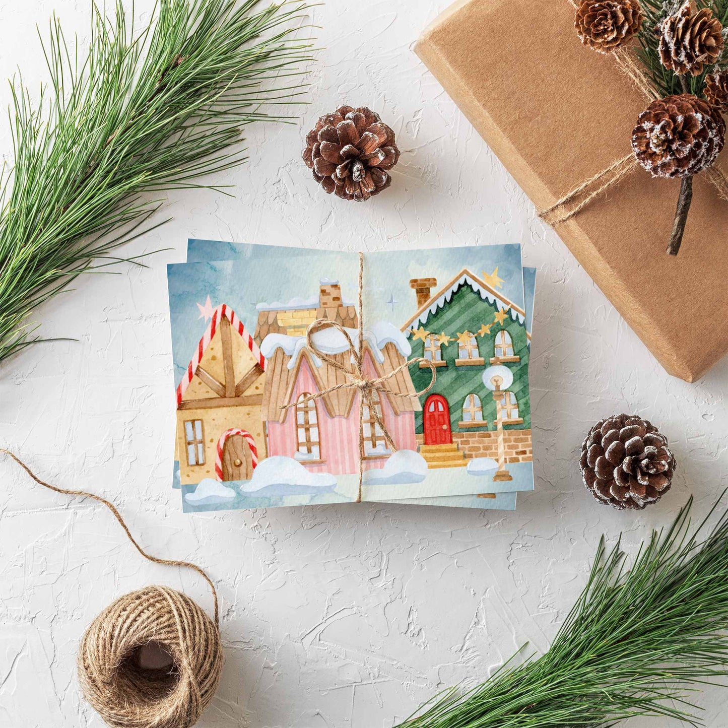 Gingerbread Candy Cane Holiday Cards, Set of 24