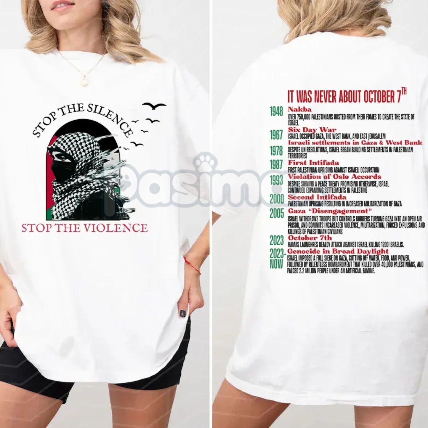 "Stop the Silence" Human Rights T-Shirt - Free Palestine History of Protest Tee, Activism Statement Shirt
