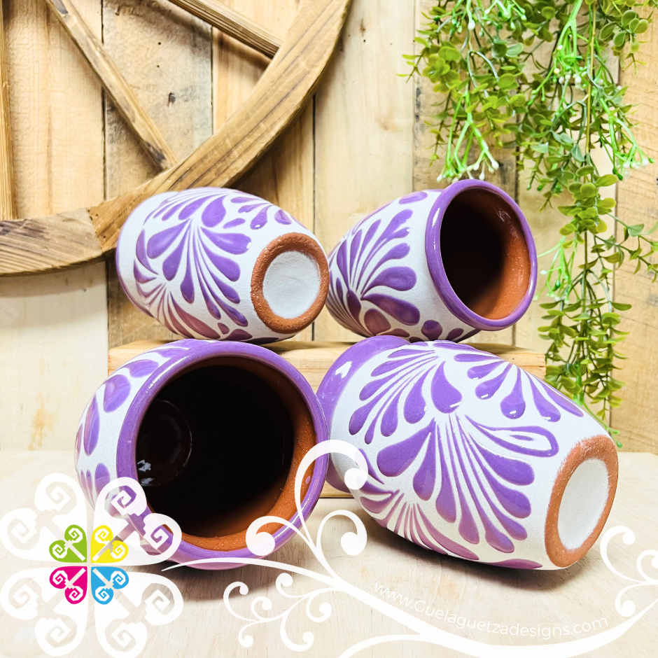 Set of Lilac Espiga Plumeado Cantarito Cup - Set Clay Cantarito