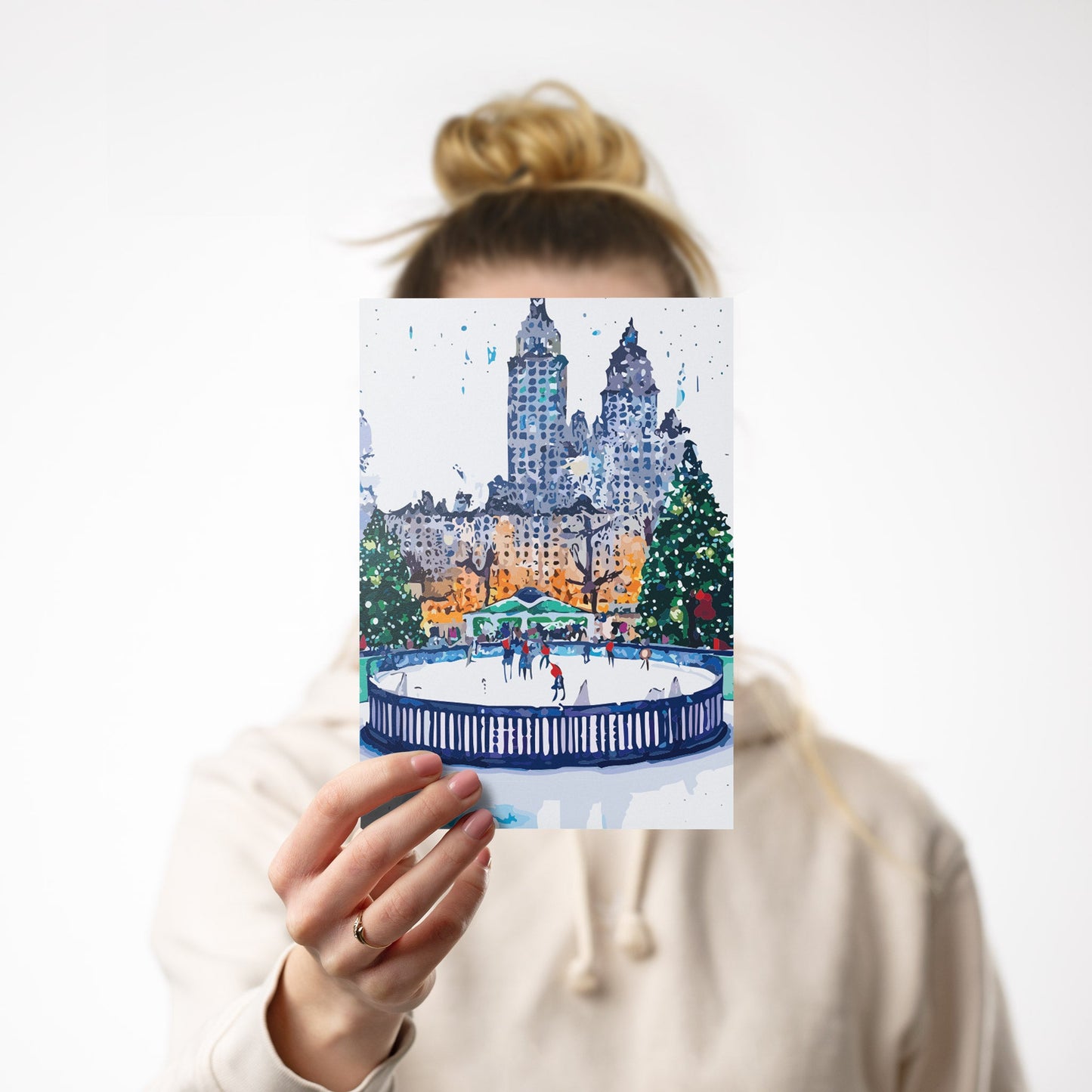 Manhattan Ice Skating Holiday Greeting Cards, Set of 24