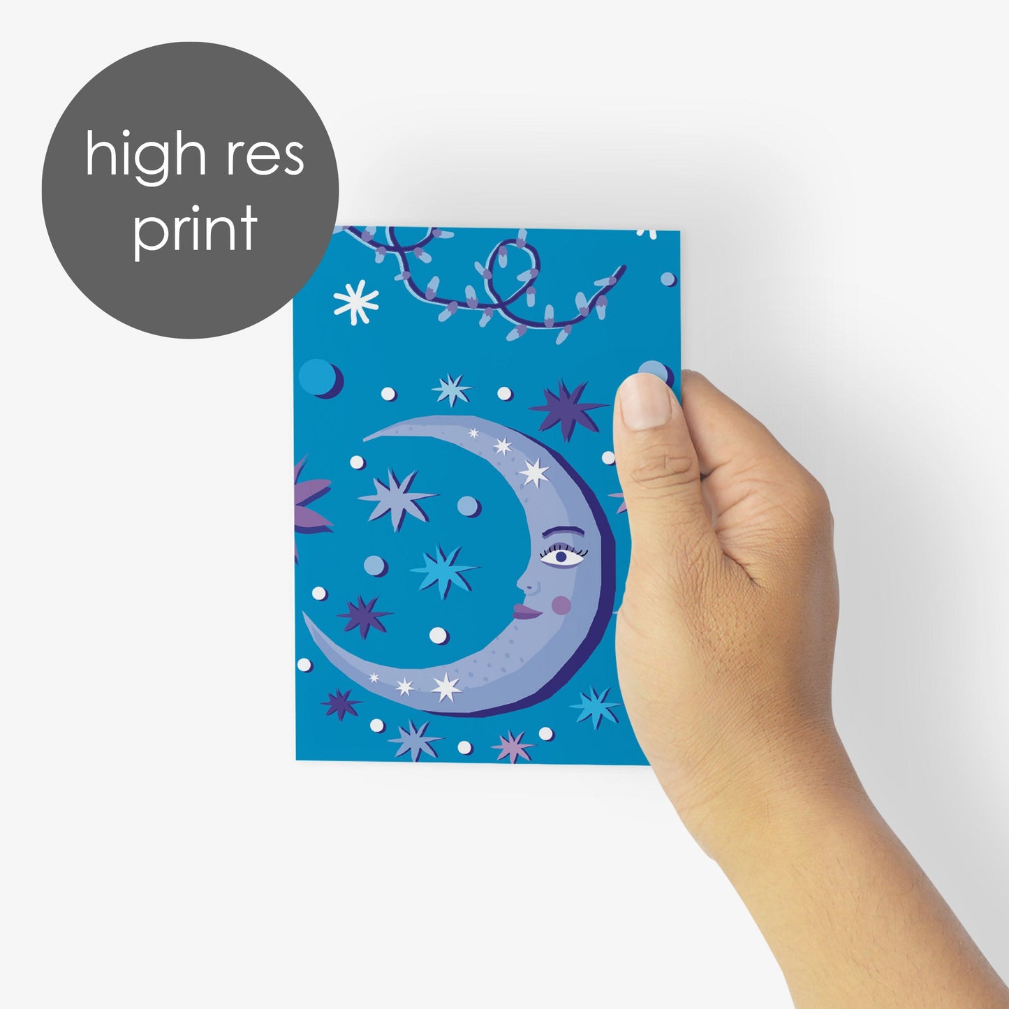 Celestial Moon and Star Holiday Greeting Cards, Set of 24