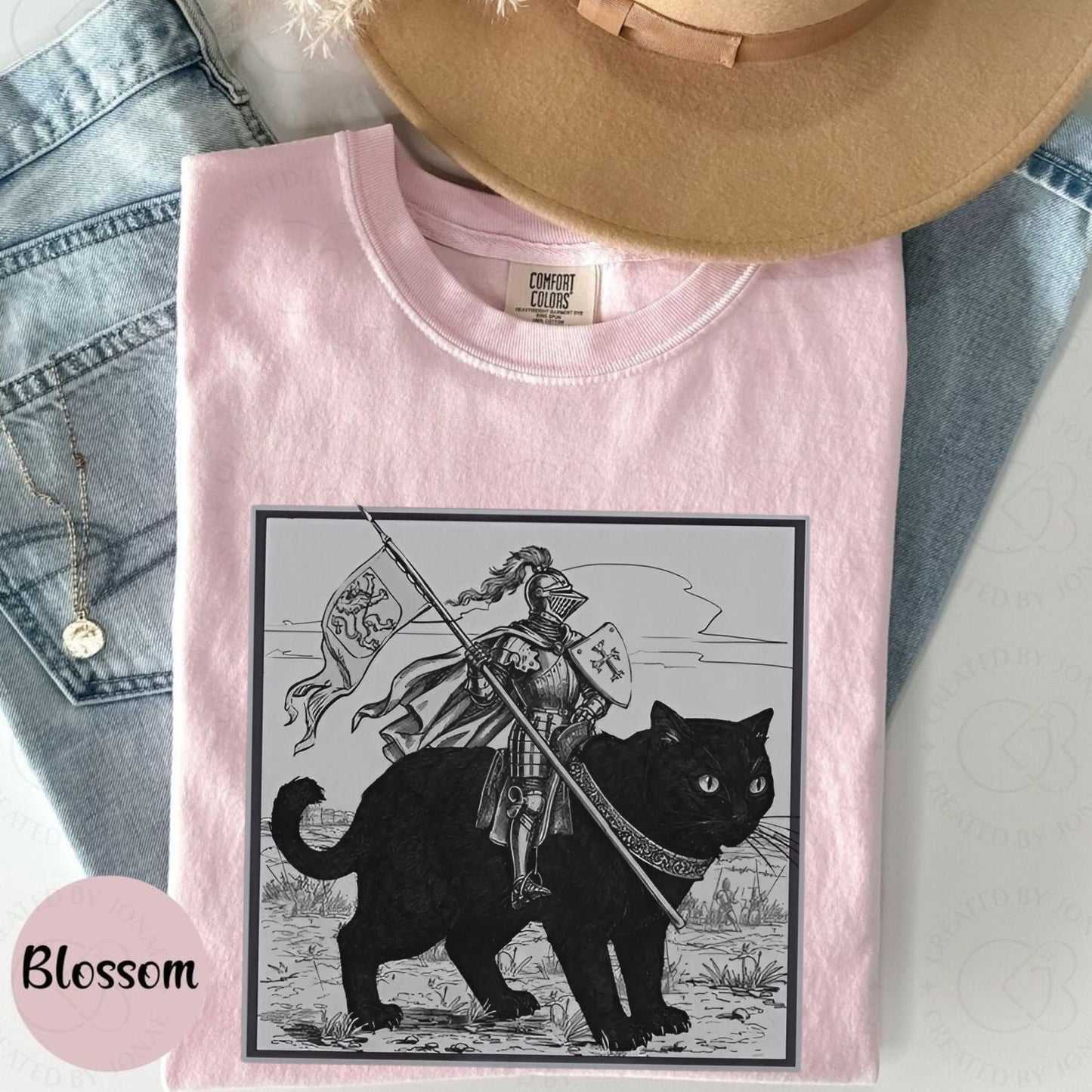 Funny Medieval Knight Cat Rider T-Shirt – Renaissance Fair Meme Tee, Fantasy Cat Lover Shirt, Funny Knight Graphic Tee, Unisex Gag Gift
