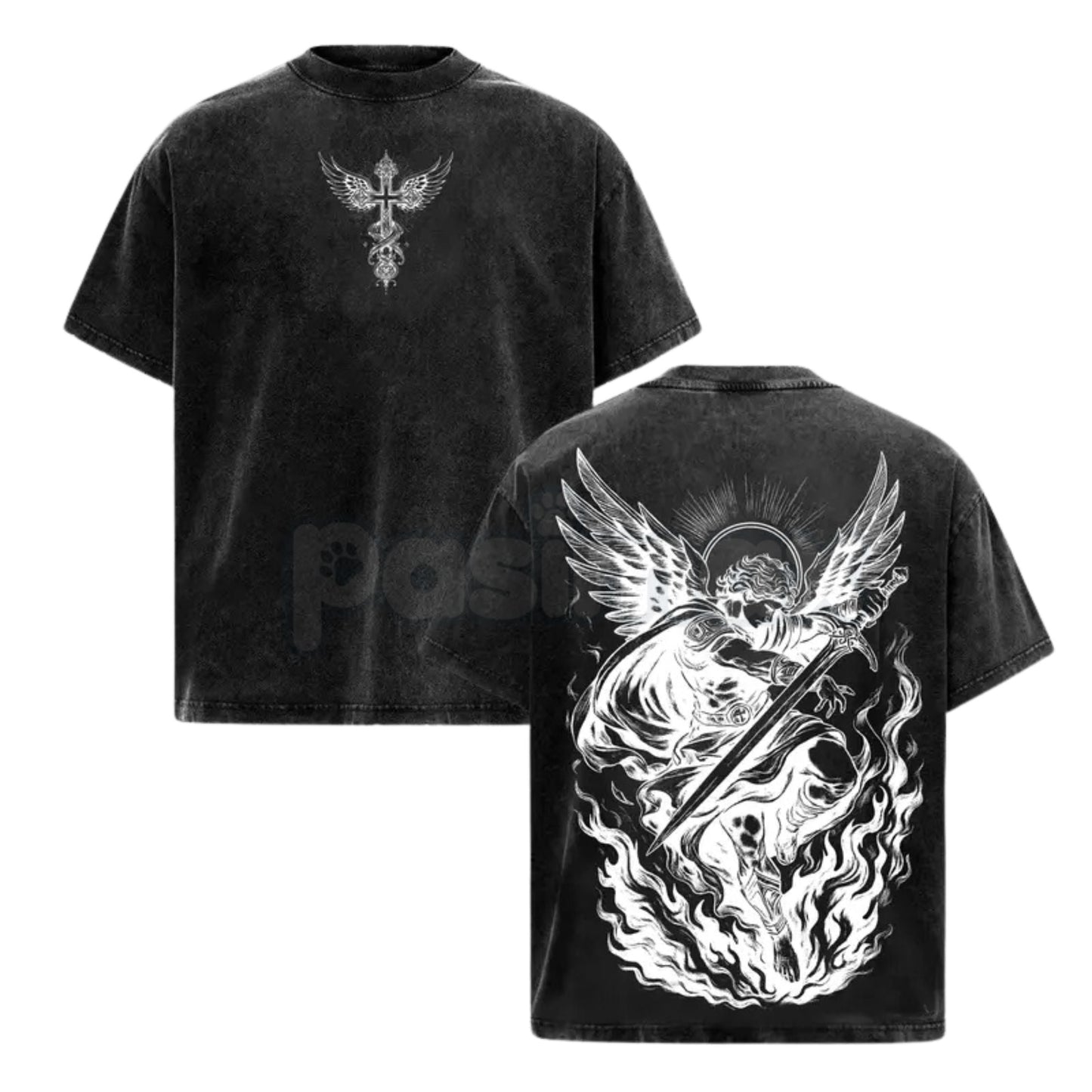 Archangel Michael Vintage Washed T-Shirt – Saint Michael Christian Streetwear Graphic Tee