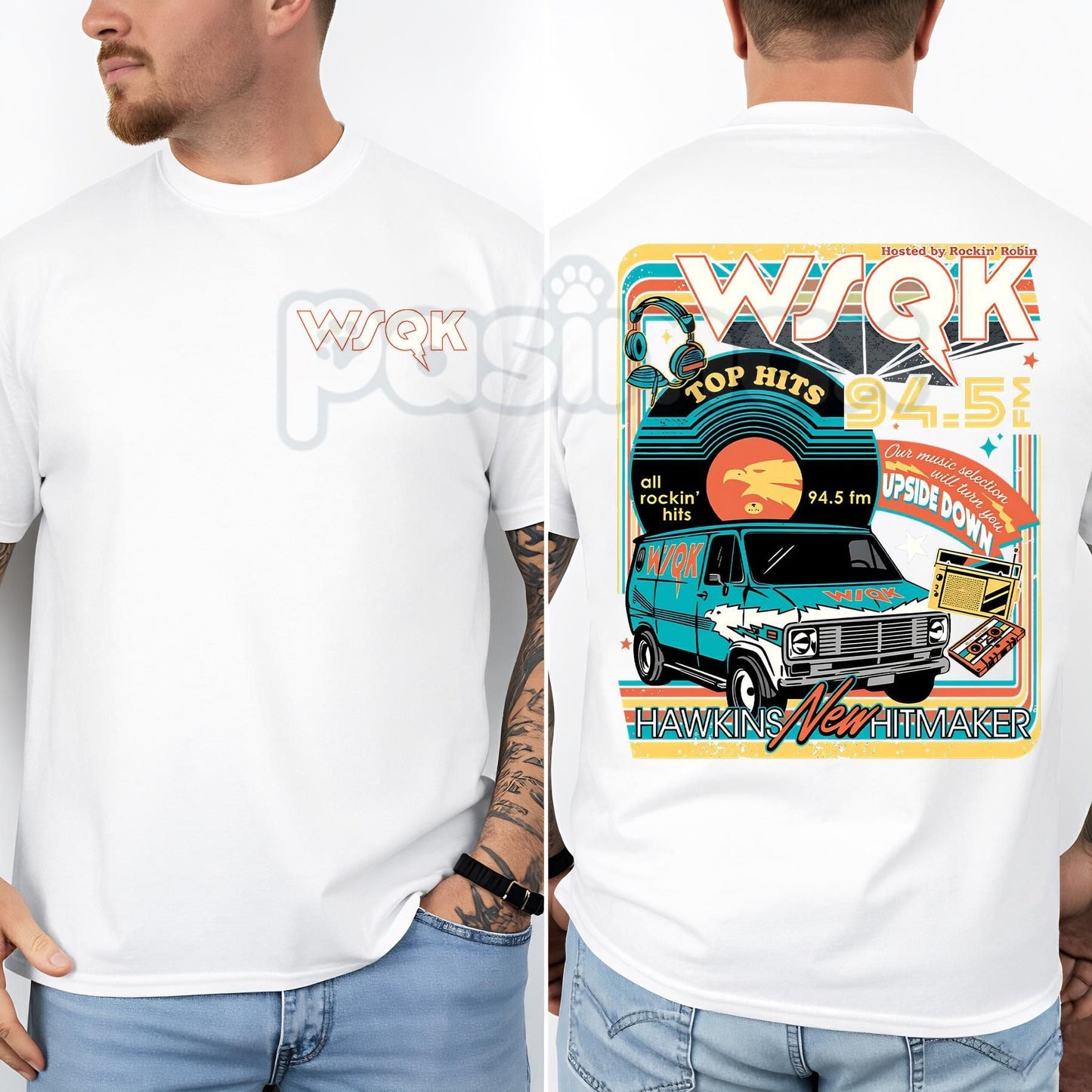 WSQK Hawkins Hellfire Club T-Shirt - Vintage 80s Radio Style Graphic Tee, Funny Tabletop Gaming Fantasy Shirt, Eddie Munson Inspired Hawkins Fan Apparel