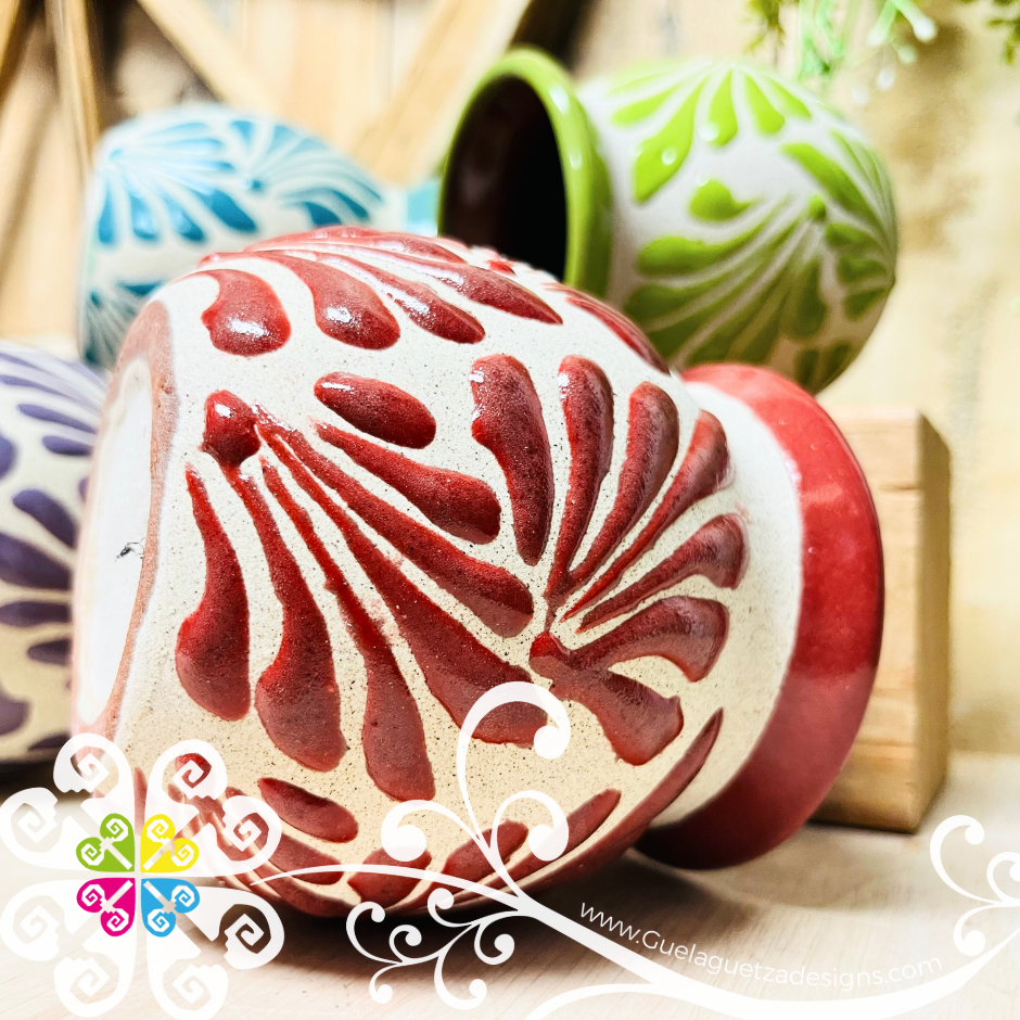 Set of 4 Multicolor Espiga Clay Mugs - Set Taza Barro