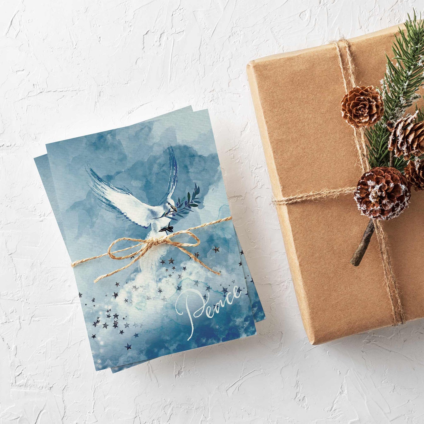 Whimsical Doves Holiday Greeting Cards, Set of 24