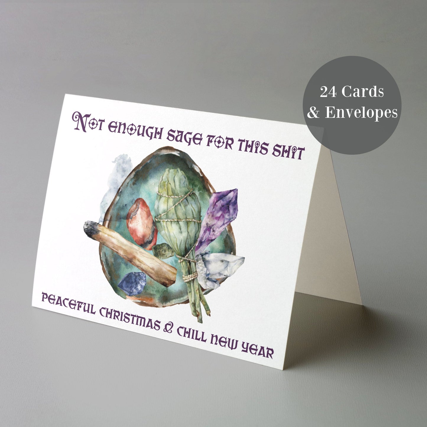 Funny Christmas and New Year Greeting Cards, Set of 24