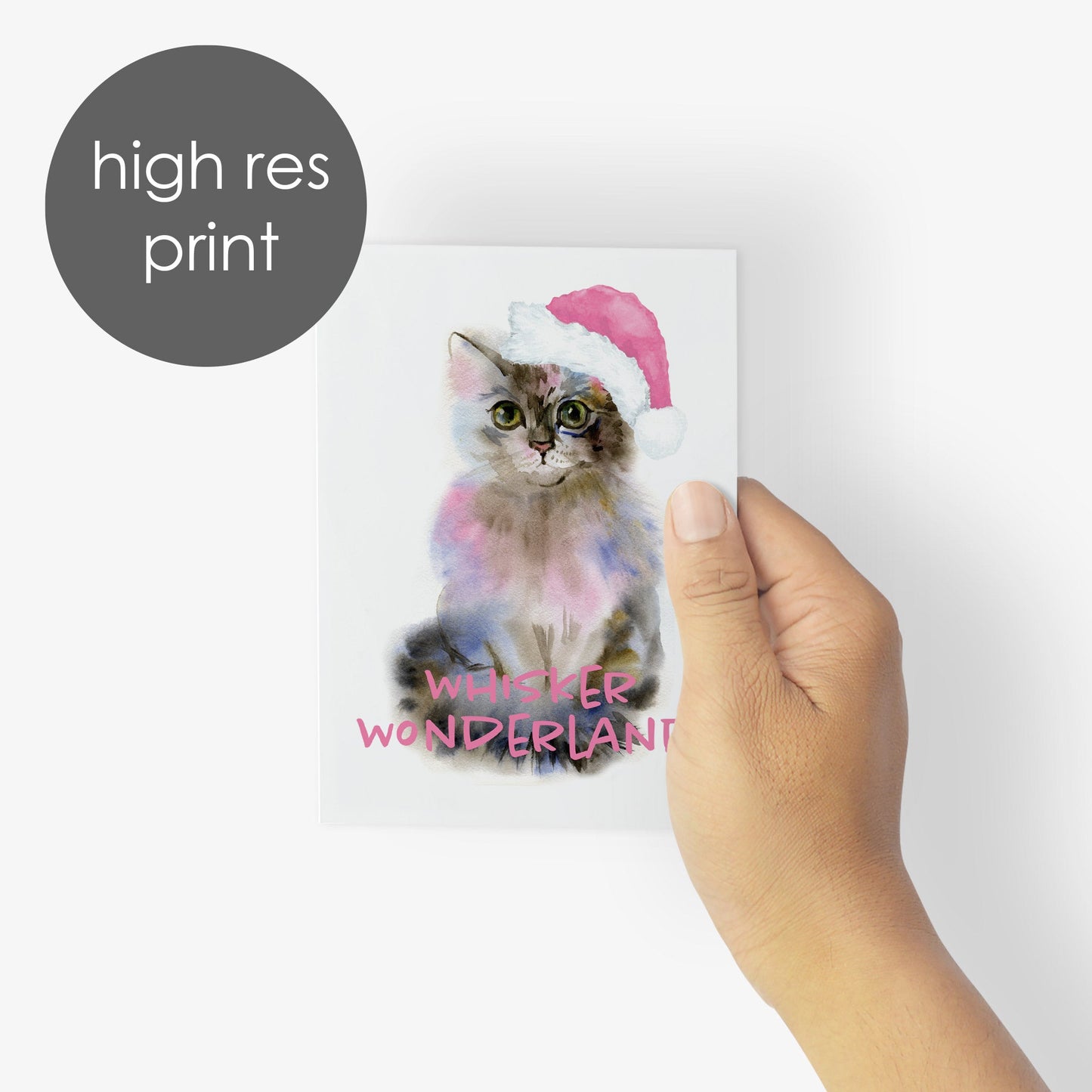 Watercolor Cat Holiday Greeting Cards, Set of 24