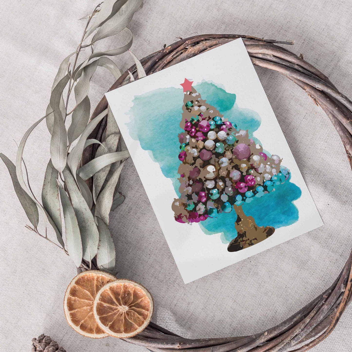 Christmas Tree Greeting Cards, Set of 24