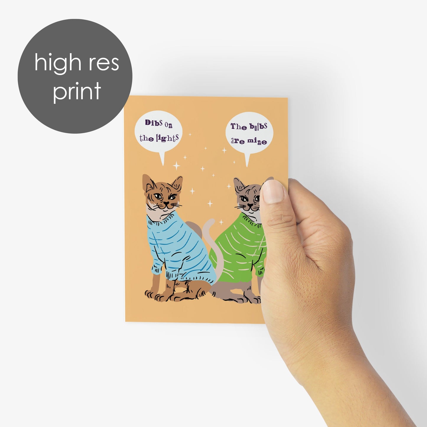 Cat Christmas Greeting Cards, Set of 24