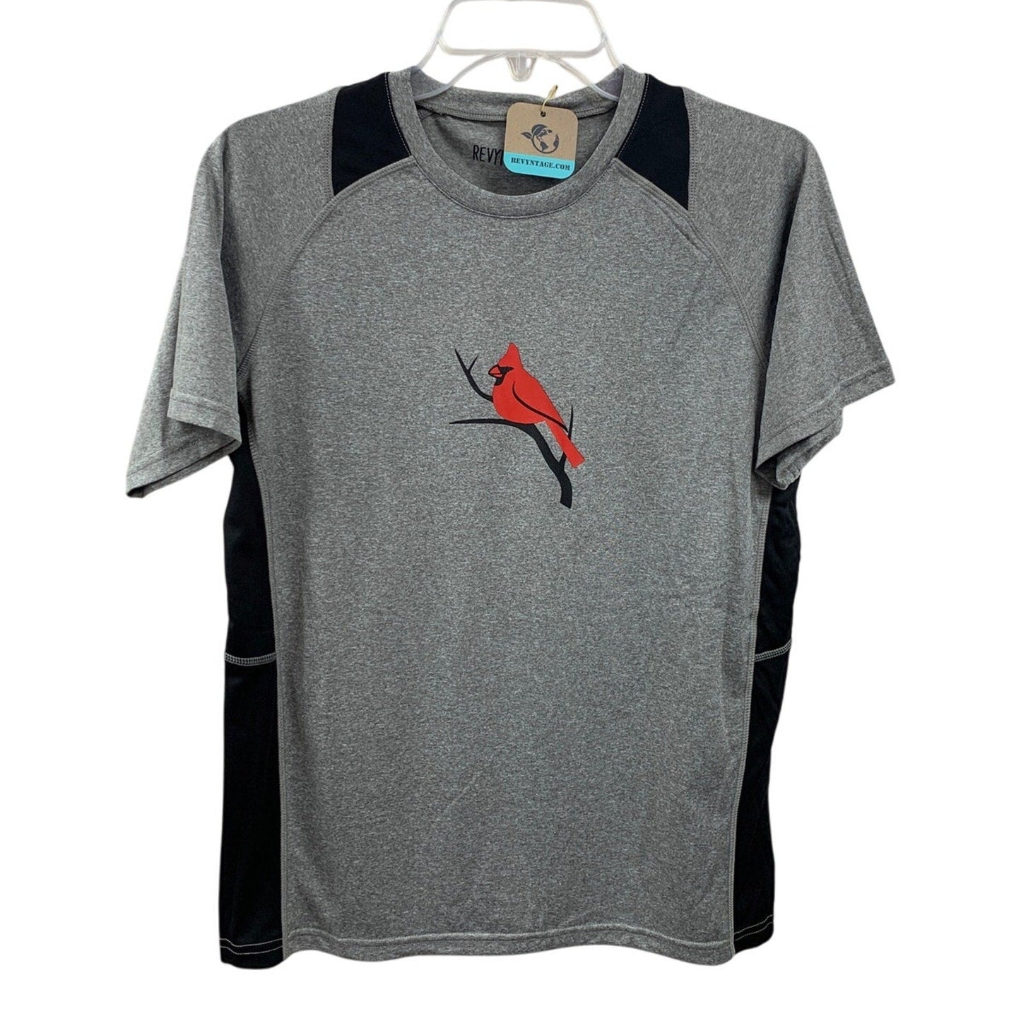 New Hand Printed Youth Boys Medium Red Cardinal Bird Short Sleeve Tee Shirt