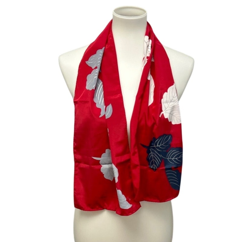 Vintage Vera Rectangular Fall Leaves Red Acetate Fashion Scarf Accessory