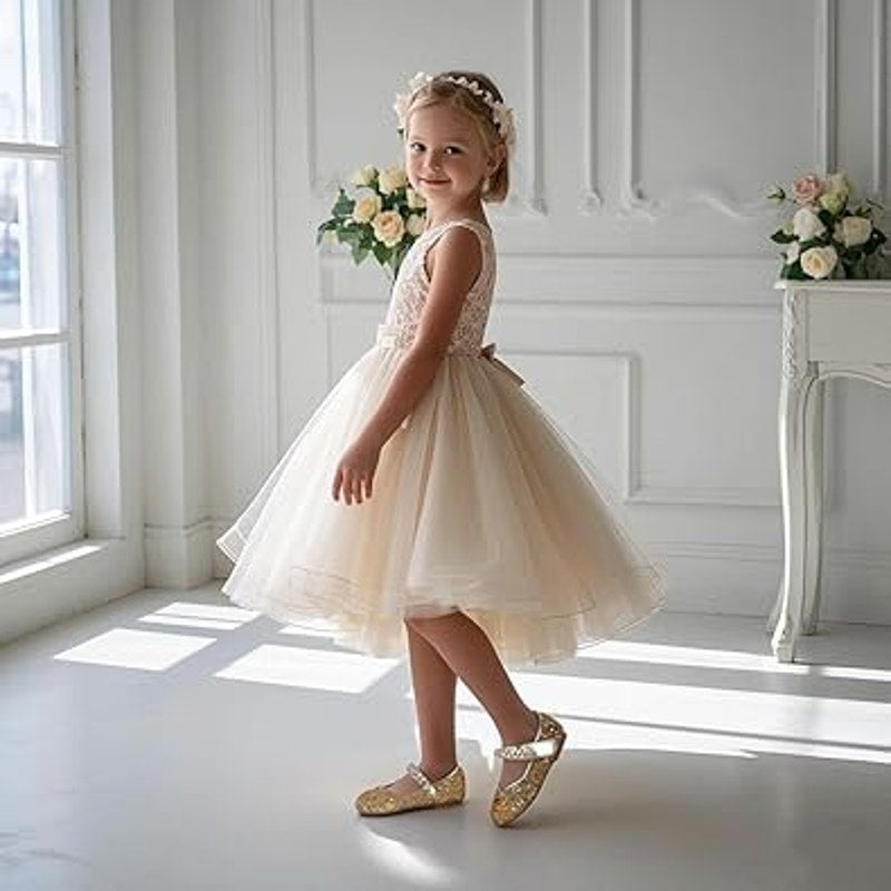 Thee Bron Toddler Girls Size 7 Gold Sequin Hook Loop Mary Jane Dress Up Shoes