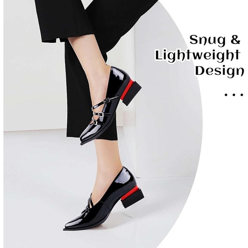 New LingxiaUne Womens Size 8 Black Patent Leather Dress Pointed Toe Loafer Shoes