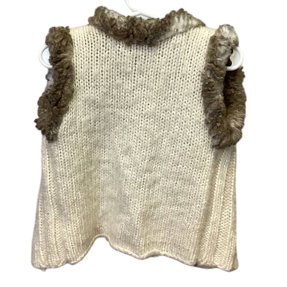 H&M Child Size 5 Sleeveless Faux Fur Wool Blend Open Cardigan Knit Sweater Vest
