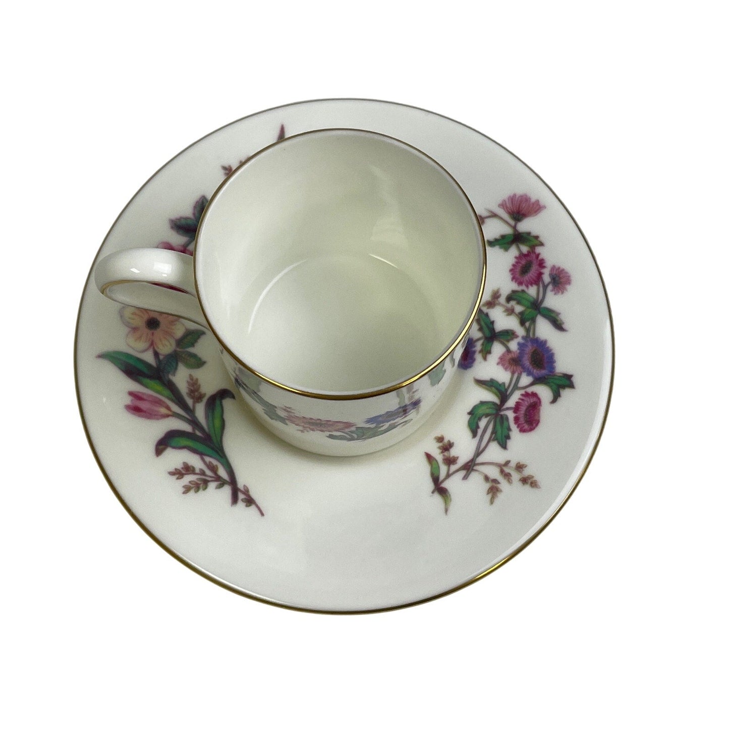 Vintage Wedgwood Devon Sprays England Cup & Saucer Floral Bone China Teacup Set