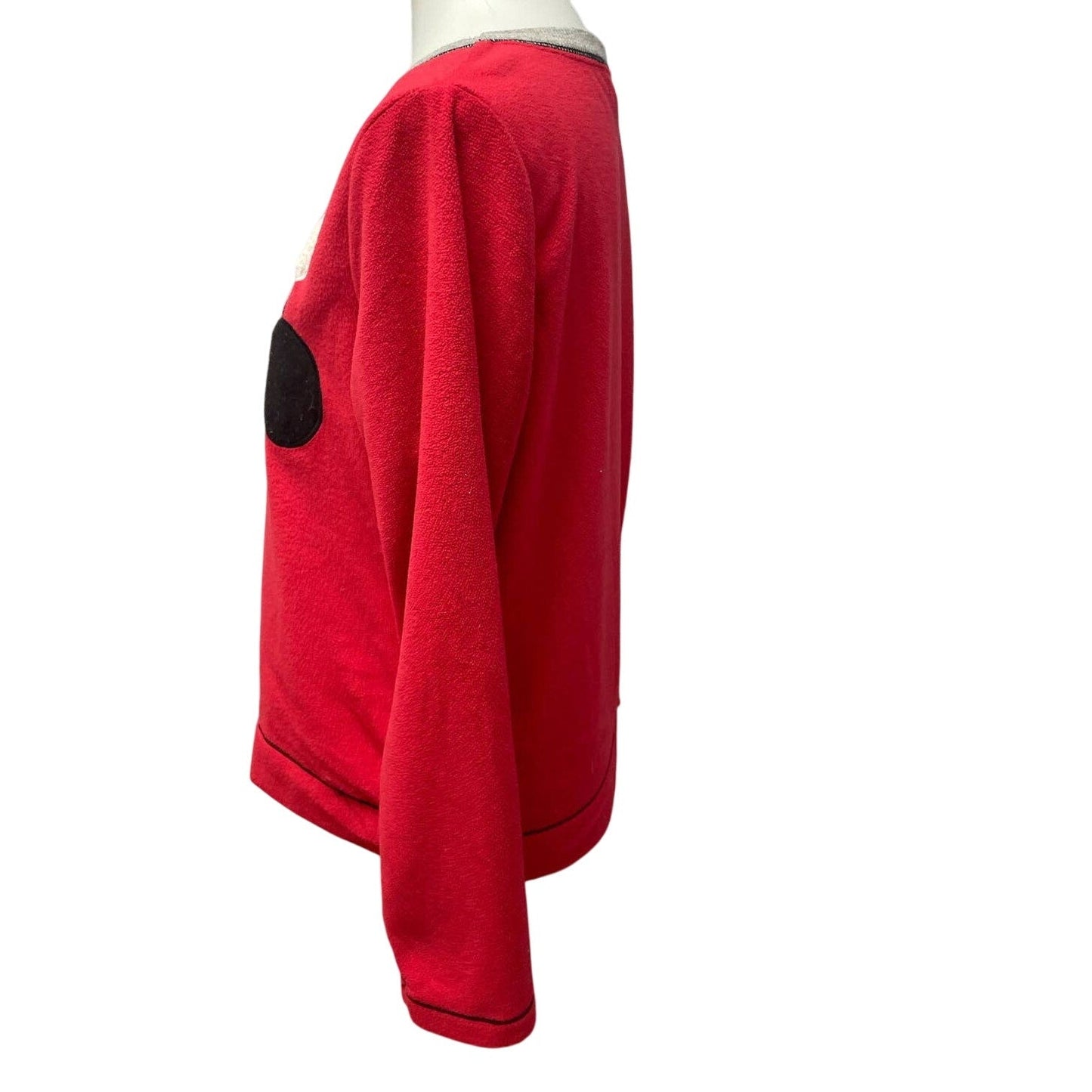 Disney Womens Medium Mickey Mouse Snow Hat Long Sleeve Fleece Crew Neck Top