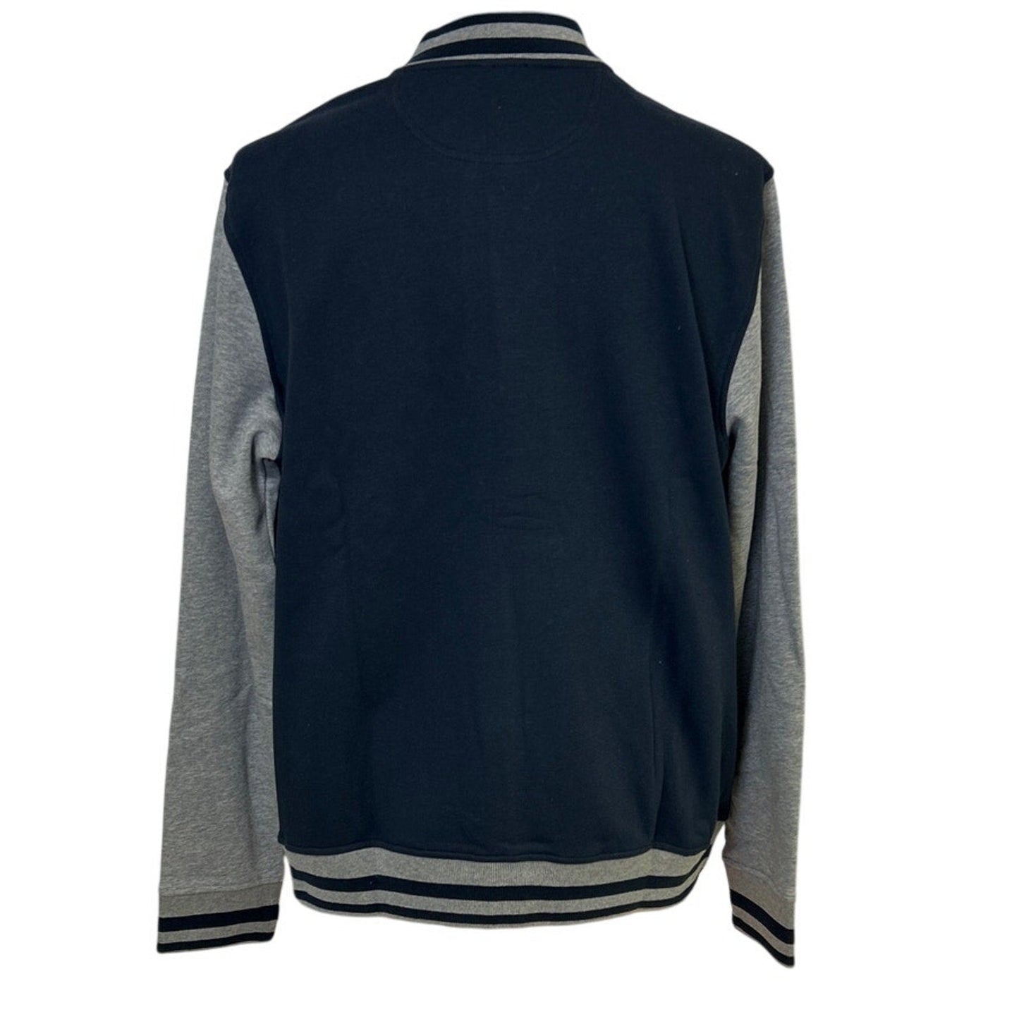 New Champion Mens Medium Navy Gray SnapUp PolyCotton Athletic Wear Bomber Jacket