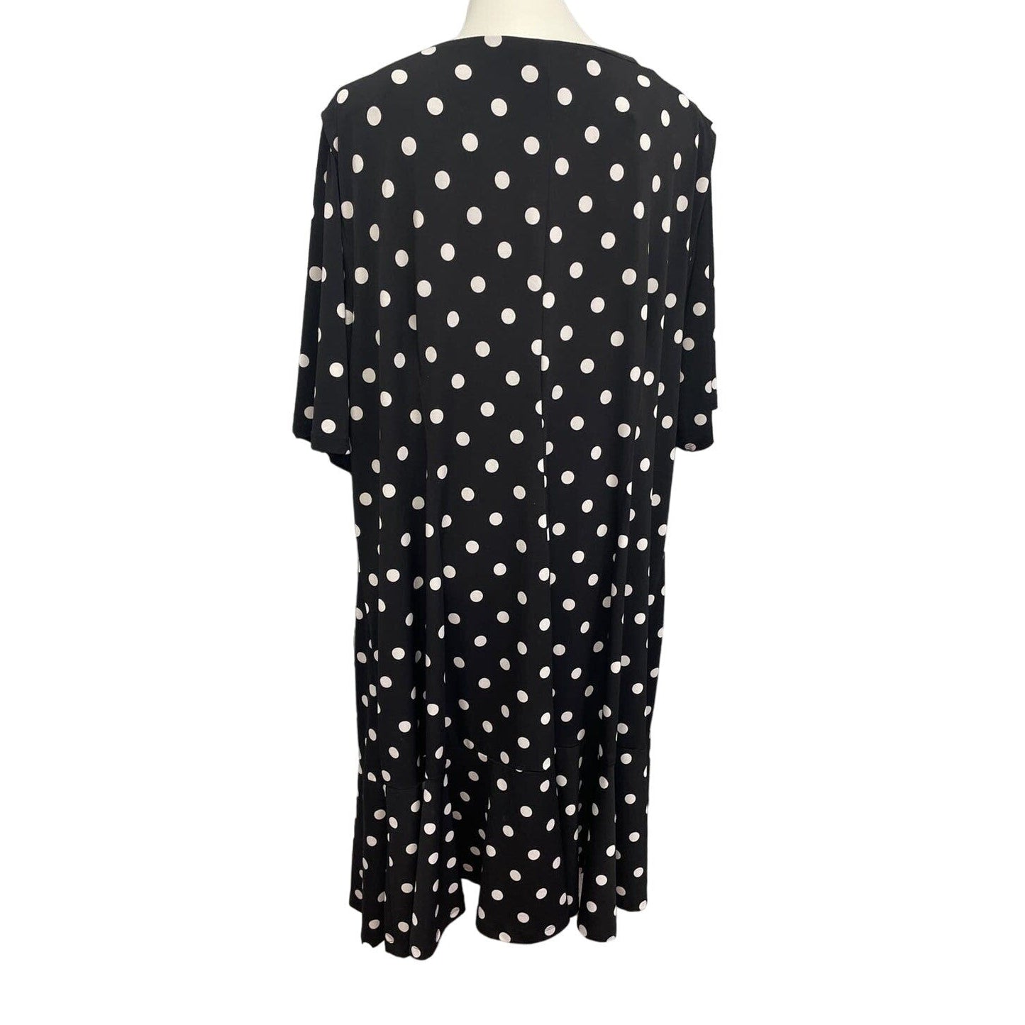 Avenue Womens Plus Size 26 Half Sleeve Black White Polka Dot Sheath Dress