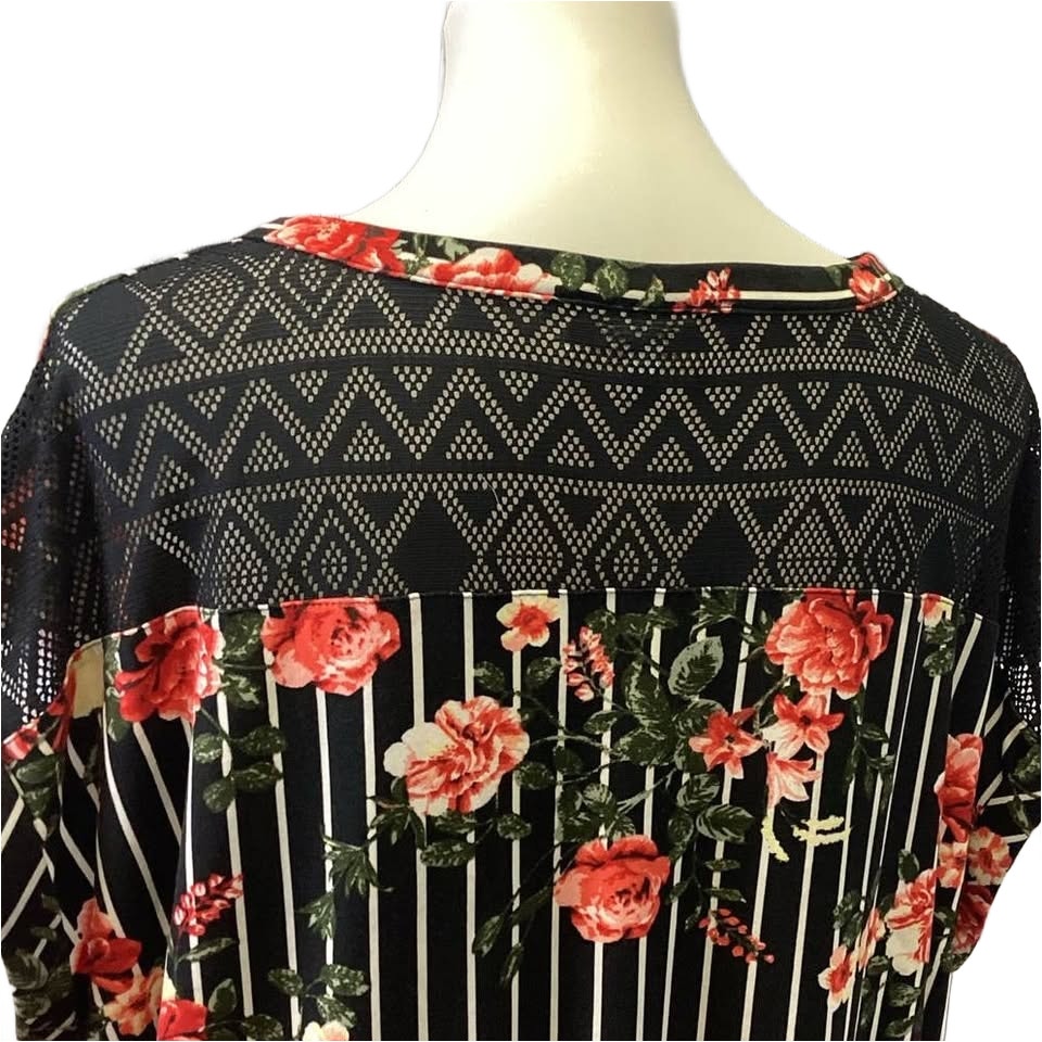 Bobbie Brooks Womens Plus 2X Super Soft Floral Striped Cap Sleeve Sheath Dress