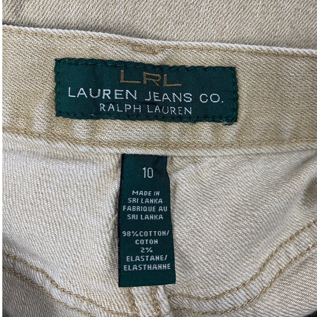 LRL Lauren Jeans Co Womens Size 10 Tan Cotton Blend Straight Leg Denim Jeans