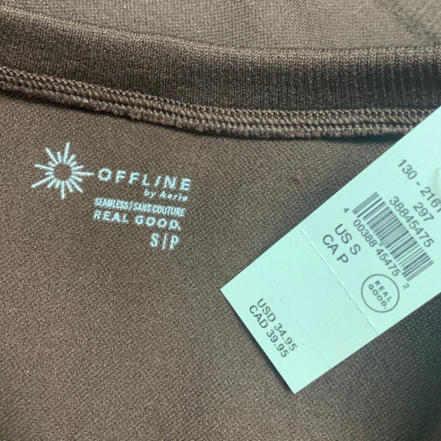 New OFFLINE By Aerie Womens Small Brown Sidewalk Seamless Cropped T-Shirt Tee