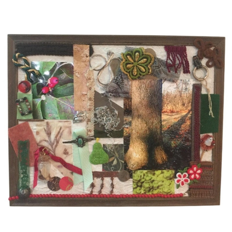 Handmade Forest Tree Berries Nature Photography Mixed Media Collage Wall Art